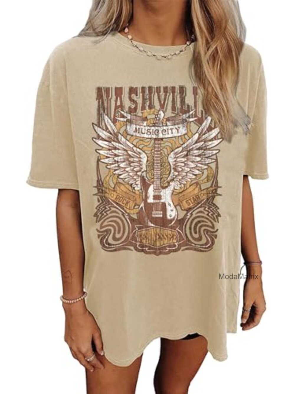 Oversized Nashville Music City Graphic Tee Women's Short Sleeve T-Shirt
